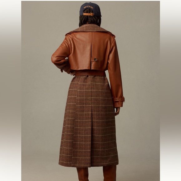 Avec Les Filles Plaid Faux Leather Trench Coat - Picture 2 of 10